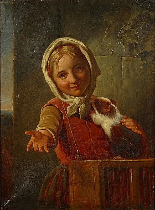 Ragazza con porcellino d'india - attribuito